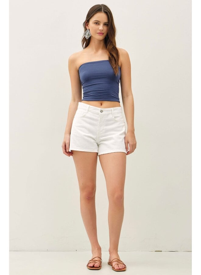 YES BASICALLY BANDEAU TOP-DARK DENIM