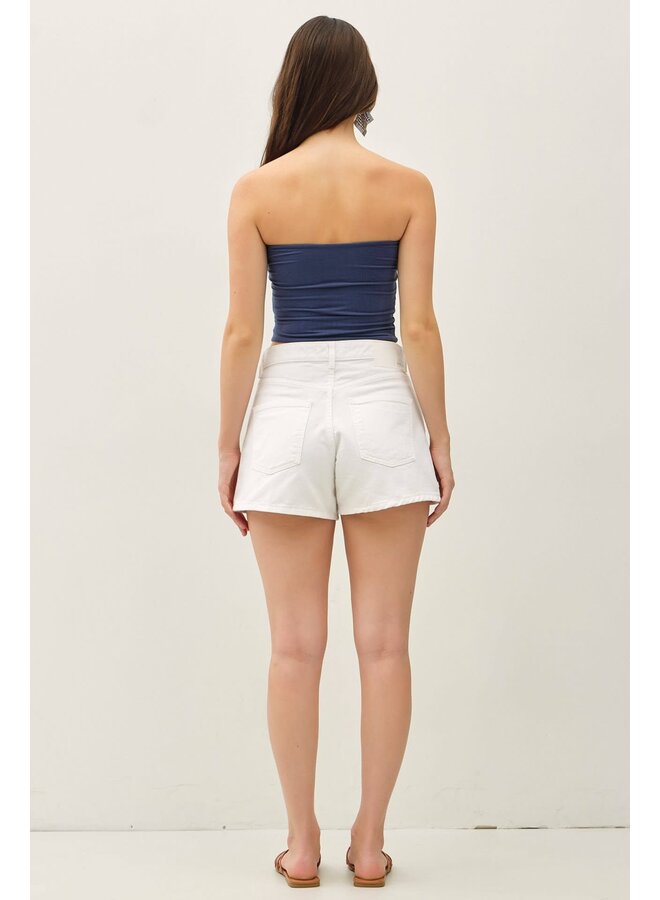 YES BASICALLY BANDEAU TOP-DARK DENIM