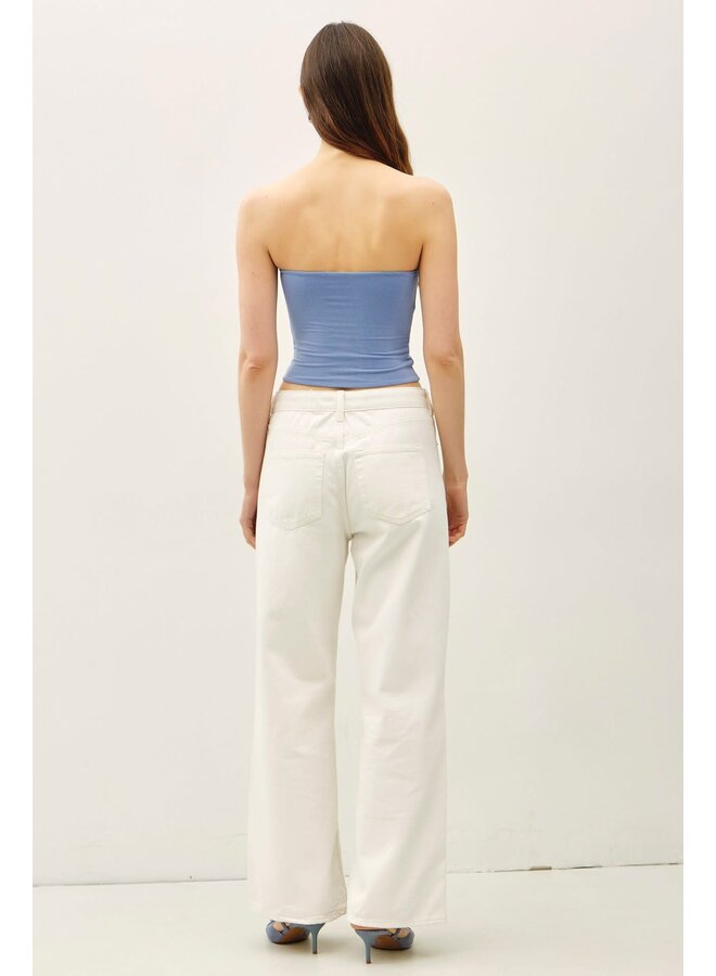 YES BASICALLY BANDEAU TOP-DENIM BLUE