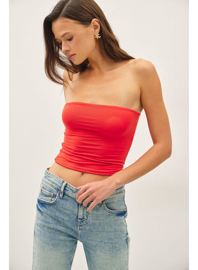 YES BASICALLY BANDEAU TOP-TOMATO