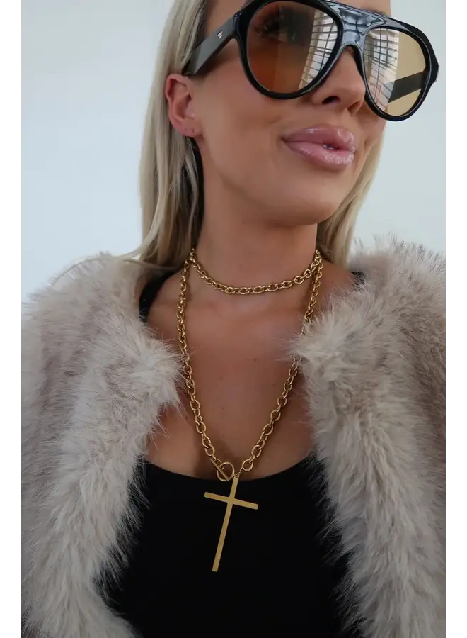 NANI 18KGP WRAP AROUND CROSS NECKLACE