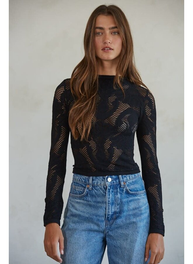 UNDER IT ALL FISHNET TOP-BLACK