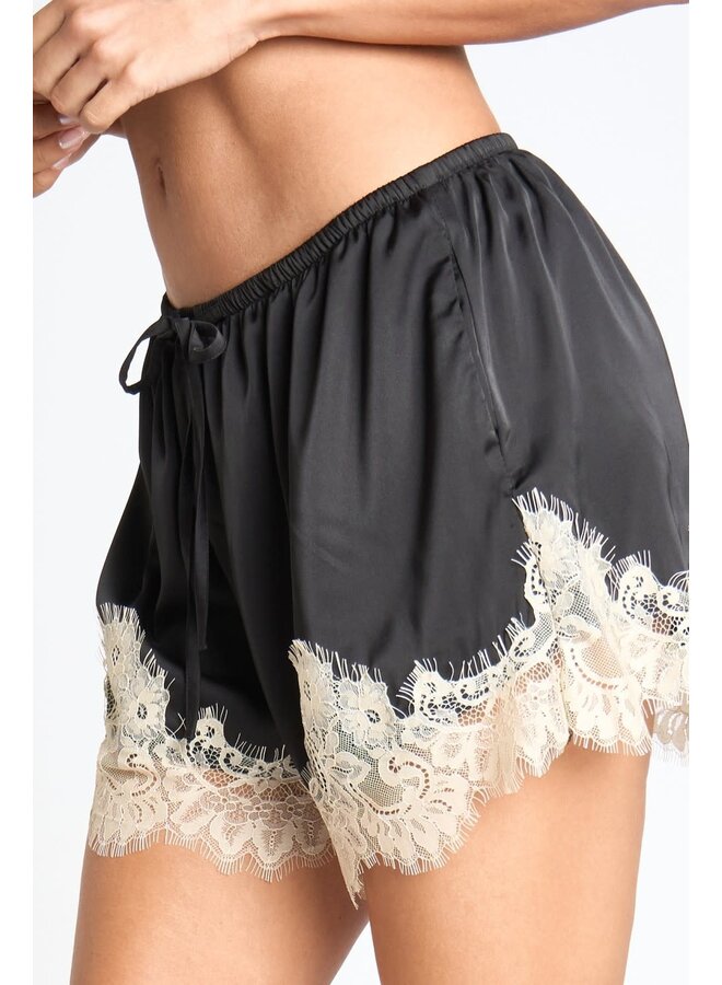 PERFECT LAYERING LACE TRIM SHORTS-BLACK