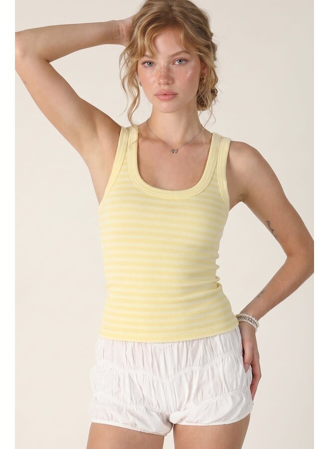 WEAR IT YOUR WAY STRIPED TANK-PALE BANANA