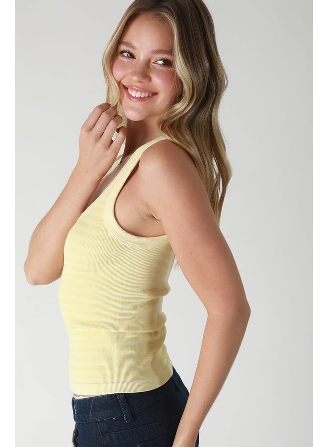WEAR IT YOUR WAY STRIPED TANK-PALE BANANA
