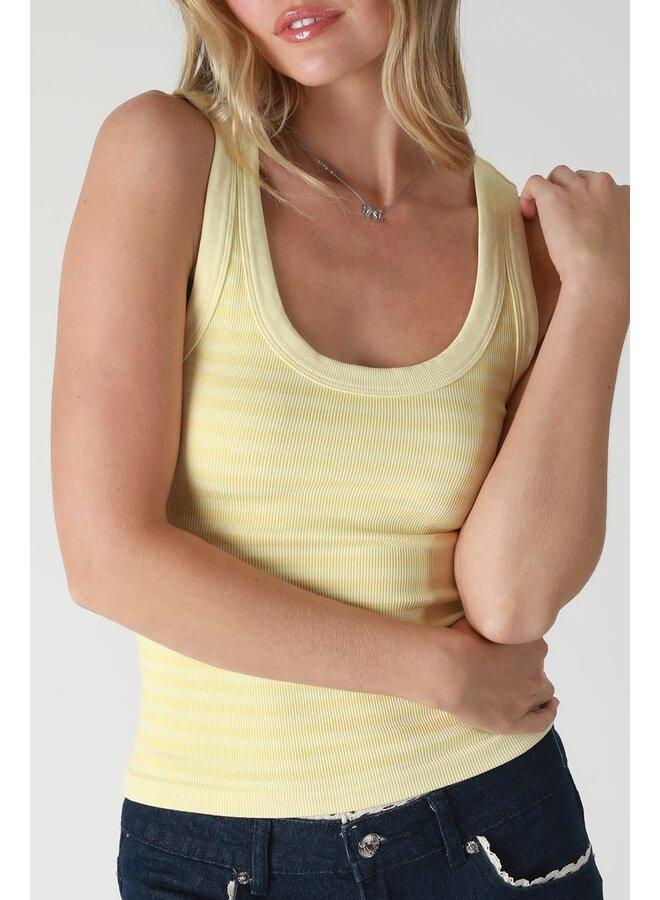 WEAR IT YOUR WAY STRIPED TANK-PALE BANANA