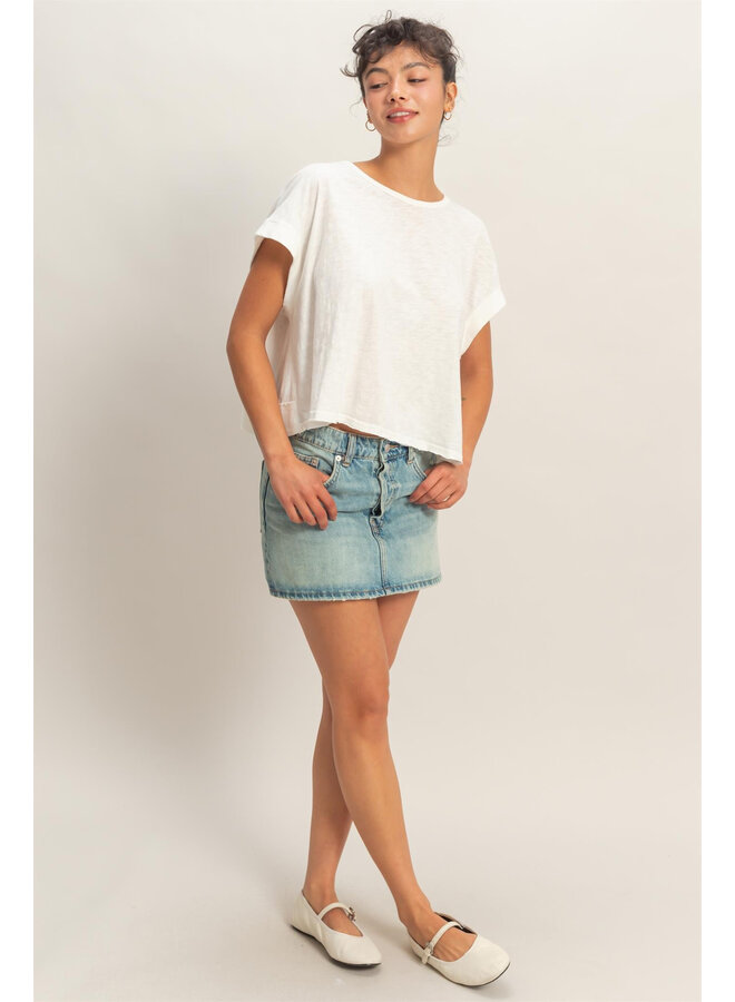 CATCH MY BACKSIDE CROP TOP-WHITE