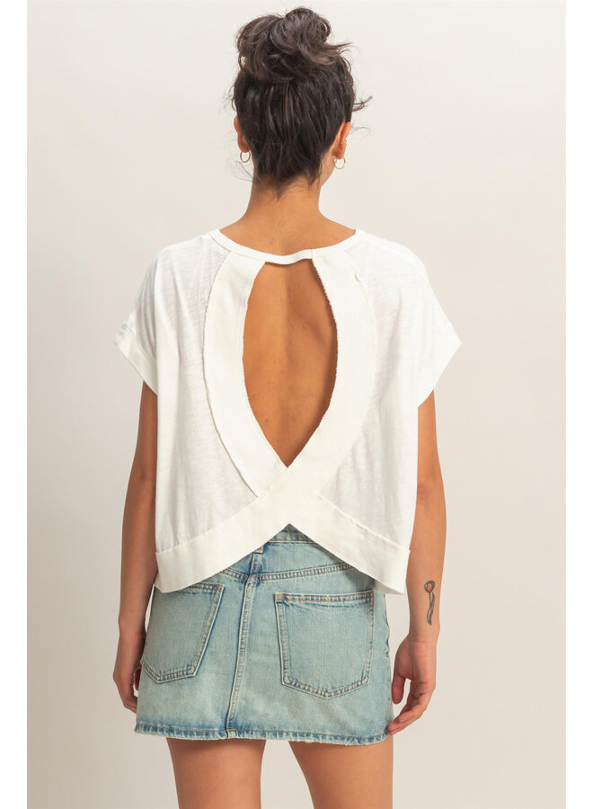 CATCH MY BACKSIDE CROP TOP-WHITE