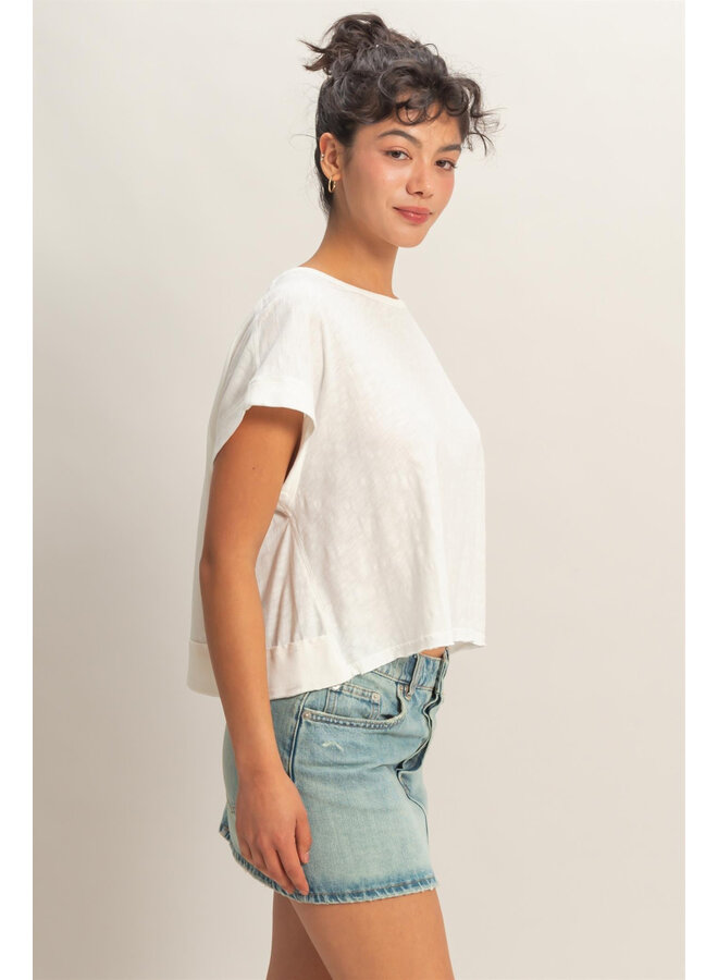 CATCH MY BACKSIDE CROP TOP-WHITE