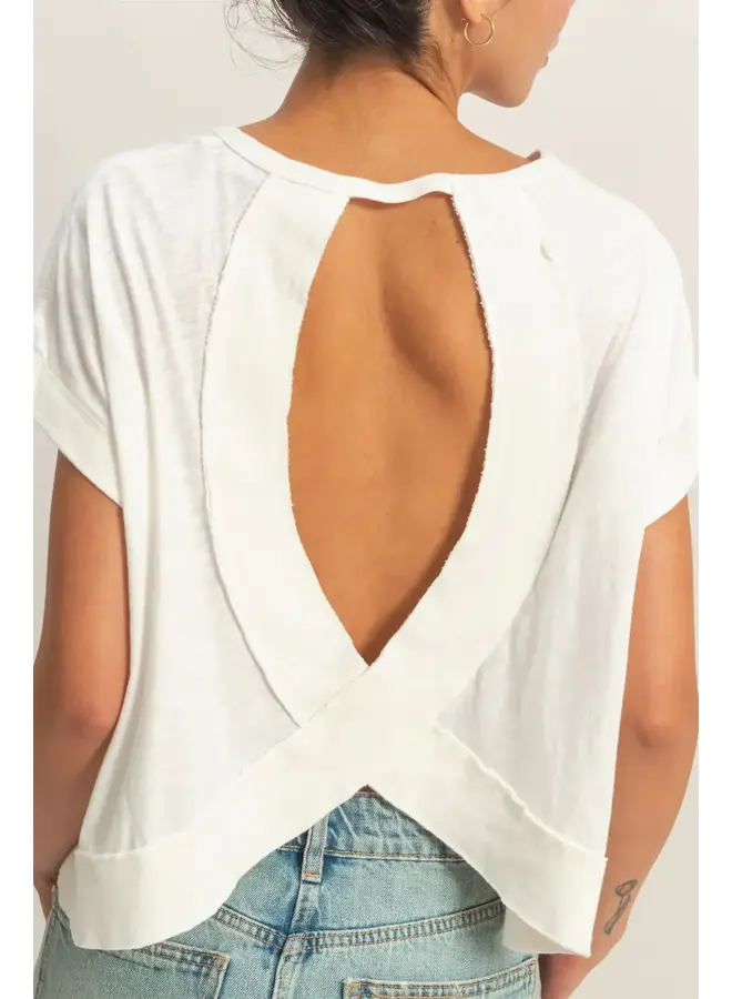 CATCH MY BACKSIDE CROP TOP-WHITE
