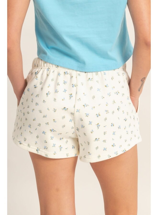 DITSY DOES IT FRENCH TERRY SHORTS-BLUE