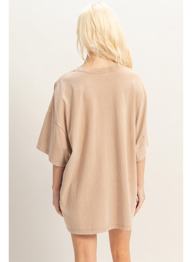 COMFORT CALLING OVERSIZED TOP-DARK TAUPE