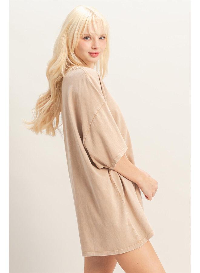 COMFORT CALLING OVERSIZED TOP-DARK TAUPE