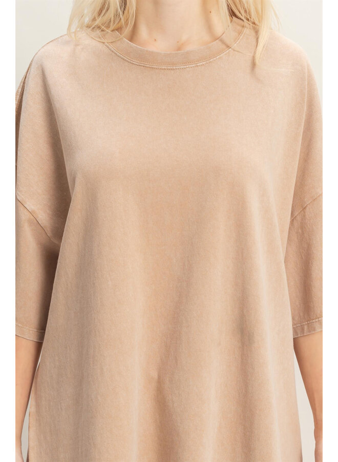 COMFORT CALLING OVERSIZED TOP-DARK TAUPE