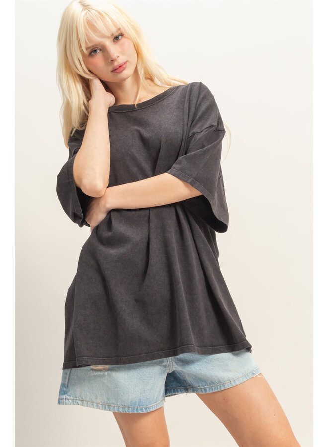 COMFORT CALLING OVERSIZED TOP-BLACK