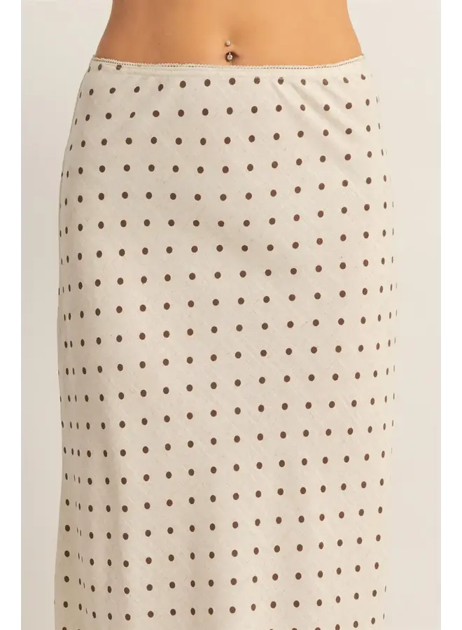 IT'S IN THE DOTS MIDI SKIRT