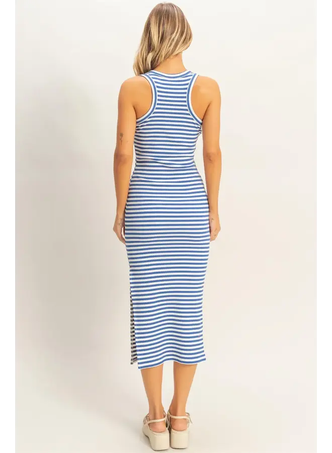 SIMPLY STRIPED MIDI TANK DRESS-BLUE