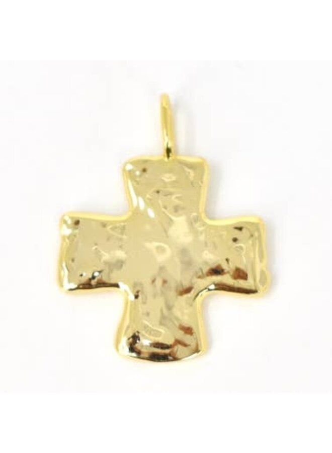 14KGP HAMMERED CROSS CHARM