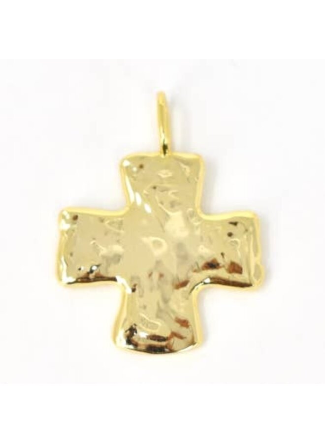 14KGP HAMMERED CROSS CHARM