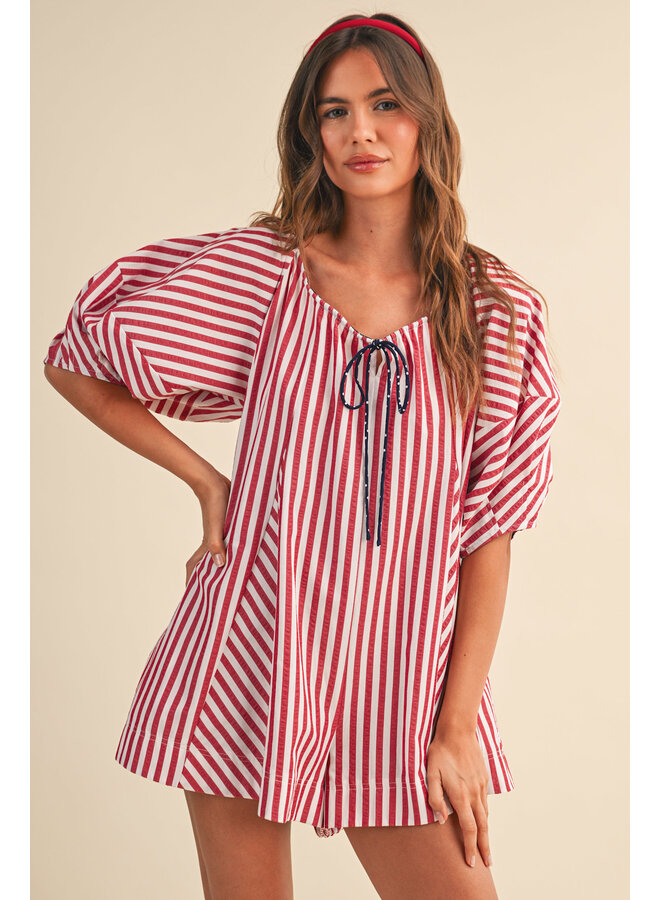 TAKE ME SAILING ROMPER-RED
