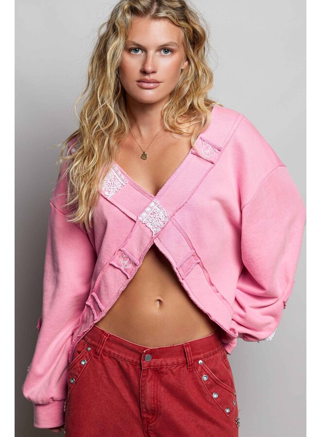 CROSS MY HEART TOP-CANDY PINK
