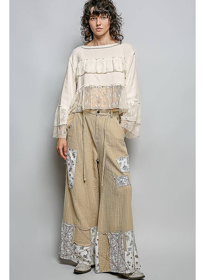 WHISPER IN THE WOODS LACE TOP-NATURAL
