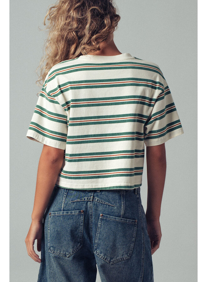 STRIPE ME SIDEWAYS CROP TOP-IVORY/GREEN