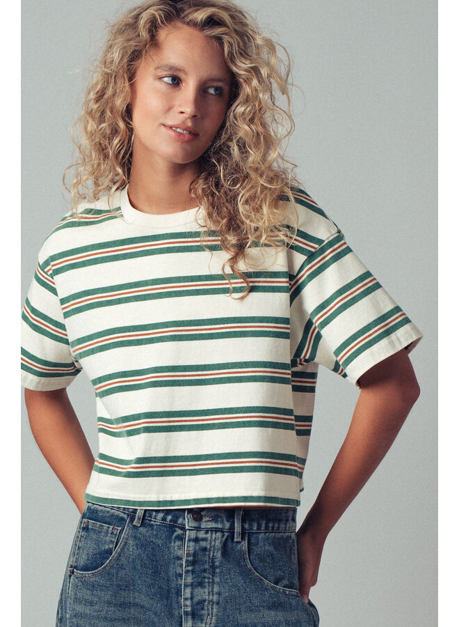 STRIPE ME SIDEWAYS CROP TOP-IVORY/GREEN