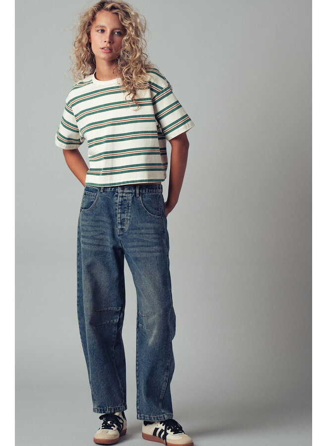 STRIPE ME SIDEWAYS CROP TOP-IVORY/GREEN