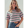 STRIPE ME SIDEWAYS CROP TOP-PINK/GREEN