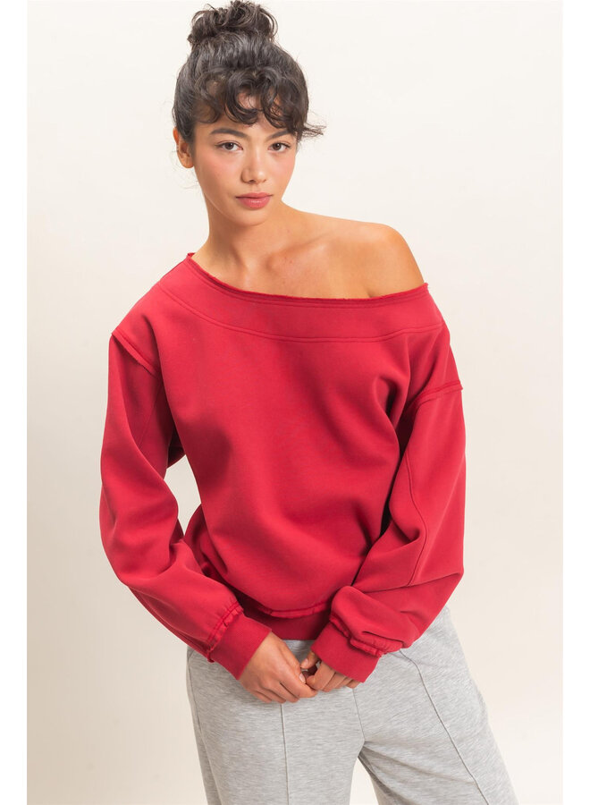 THE COZY CRUSH TOP-RED