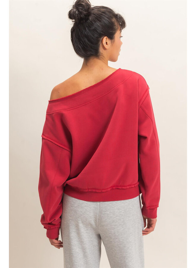 THE COZY CRUSH TOP-RED