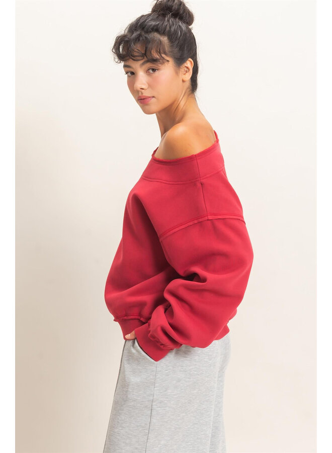 THE COZY CRUSH TOP-RED