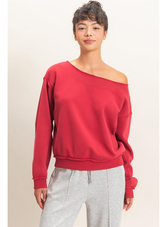 THE COZY CRUSH TOP-RED