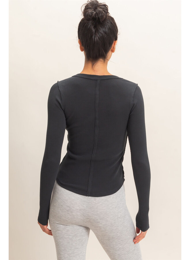 CASUALLY CUTE LONG SLEEVE TOP-BLACK