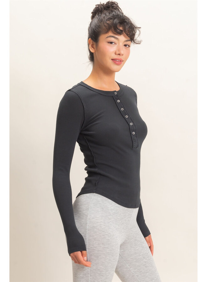 CASUALLY CUTE LONG SLEEVE TOP-BLACK