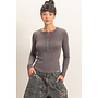 CASUALLY CUTE LONG SLEEVE TOP-CHARCOAL