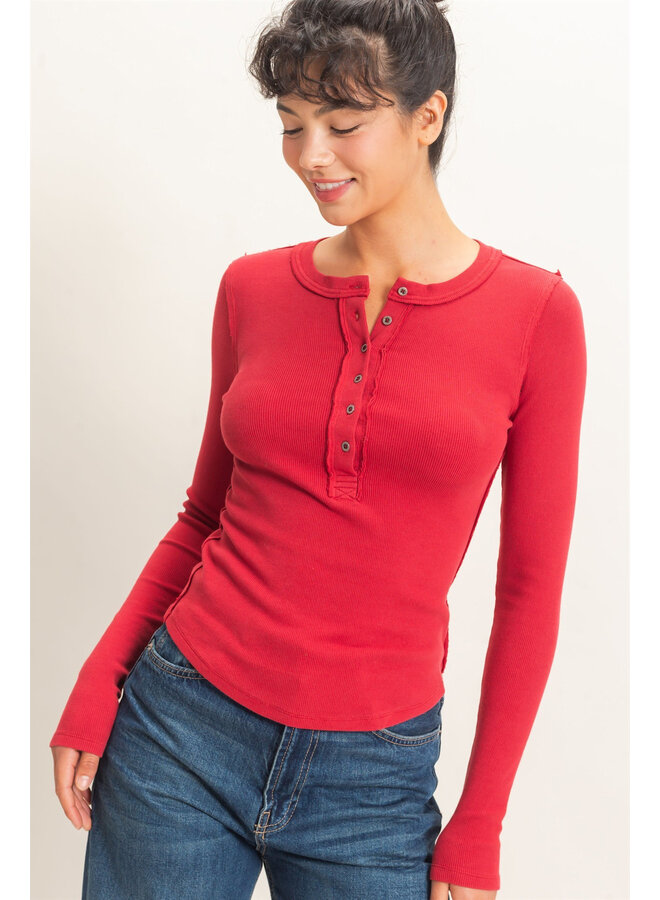 CASUALLY CUTE LONG SLEEVE TOP-RED