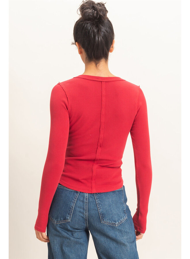 CASUALLY CUTE LONG SLEEVE TOP-RED