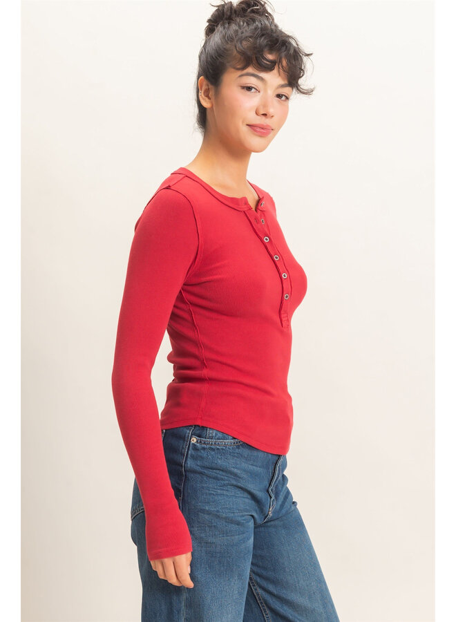 CASUALLY CUTE LONG SLEEVE TOP-RED