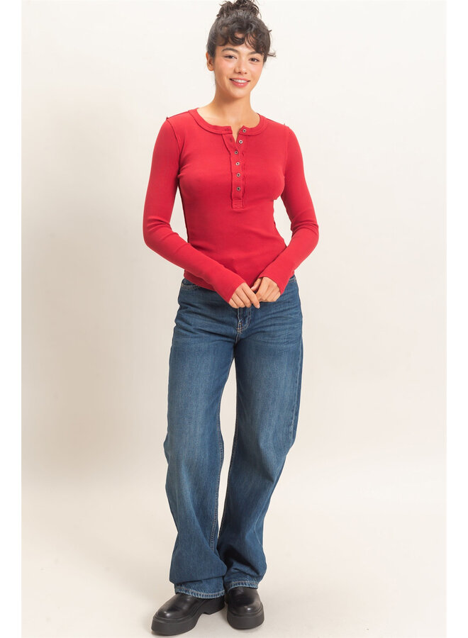 CASUALLY CUTE LONG SLEEVE TOP-RED
