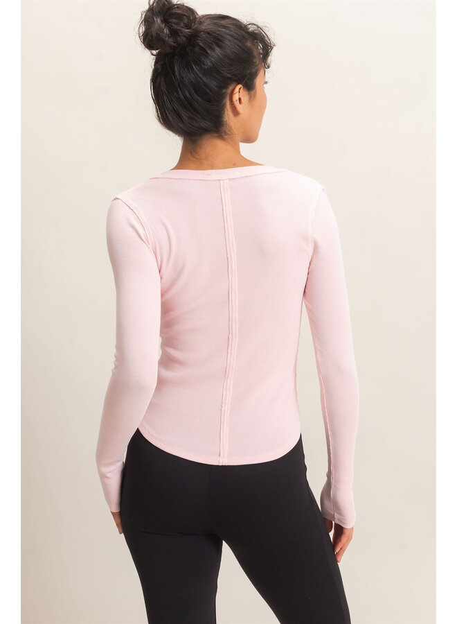 CASUALLY CUTE LONG SLEEVE TOP-PINK