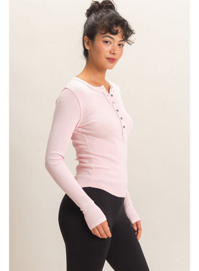 CASUALLY CUTE LONG SLEEVE TOP-PINK