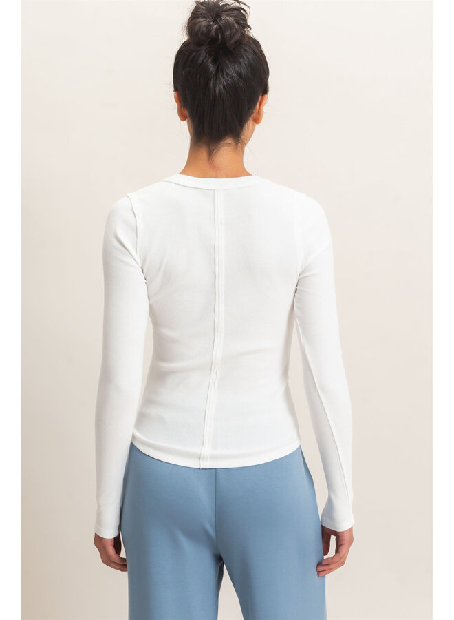 CASUALLY CUTE LONG SLEEVE TOP-WHITE