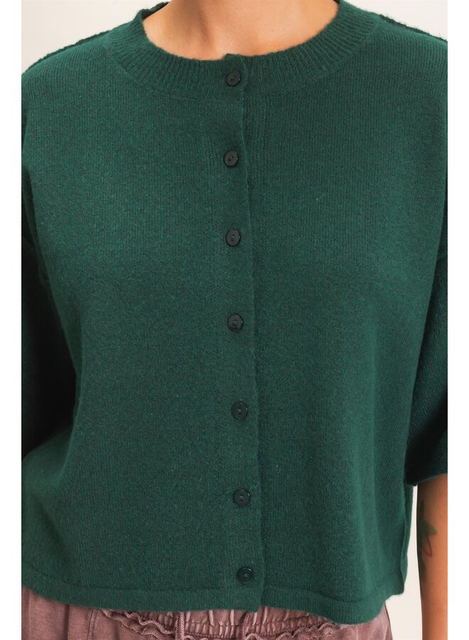 ALL BOXED IN CARDIGAN-DARK GREEN