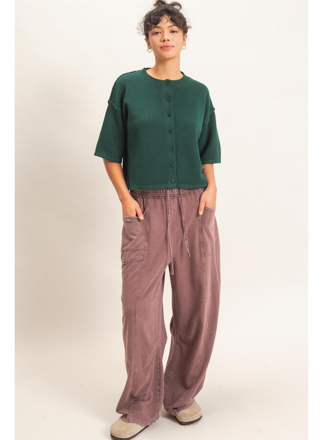 ALL BOXED IN CARDIGAN-DARK GREEN