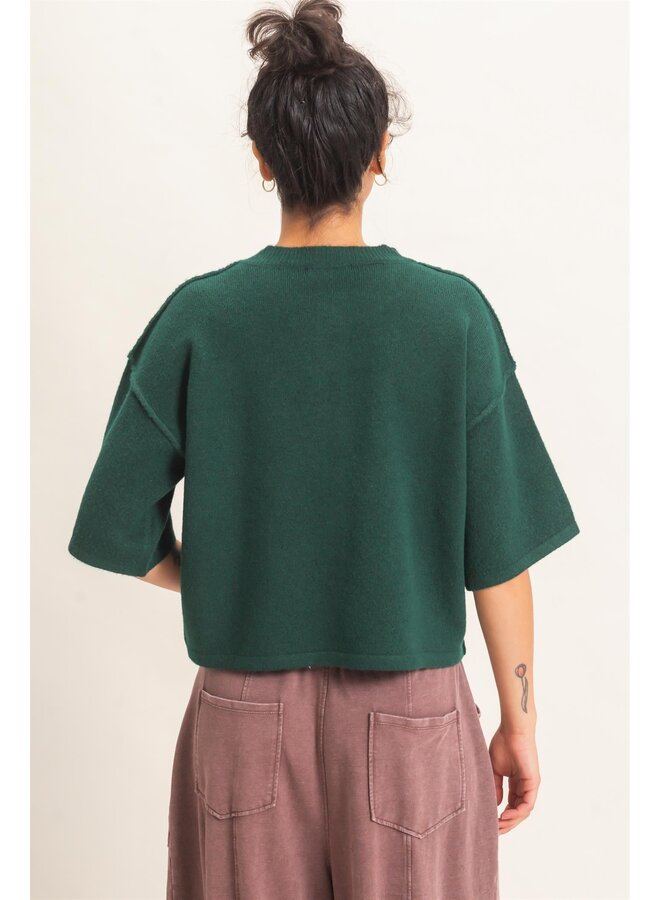 ALL BOXED IN CARDIGAN-DARK GREEN