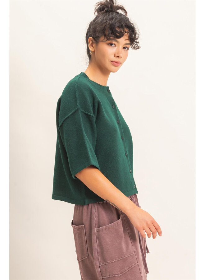 ALL BOXED IN CARDIGAN-DARK GREEN