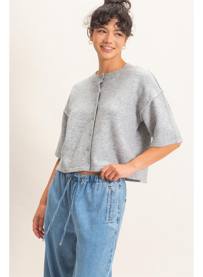 ALL BOXED IN CARDIGAN-HEATHER GRAY
