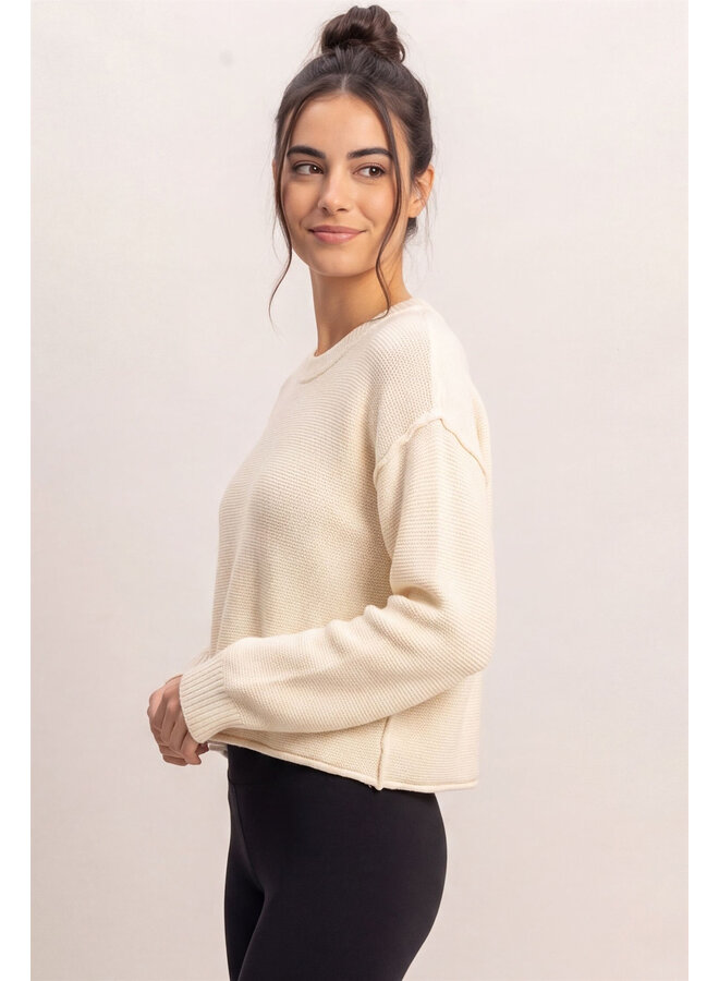 SEAM & SIMPLE SWEATER-CREAM